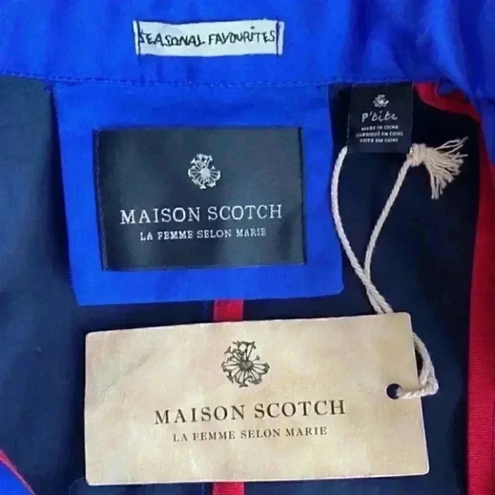 Scotch & Soda Trench Coat Lightweight Utility Jacket Cotton Cobalt Blue XS NEW - Picture 16 of 16